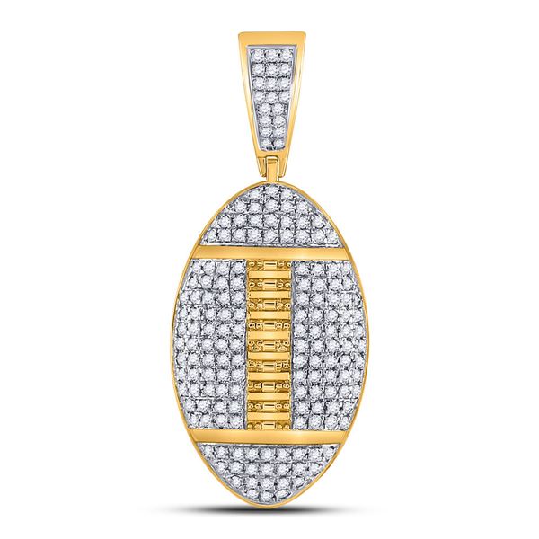 Mens Diamond Football Charm Pendant 1-1/3 Cttw 10kt Yellow Gold