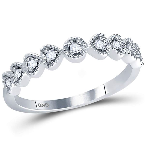 Diamond Heart Stackable Band Ring 1/10 Cttw 14kt White Gold