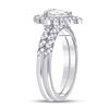 Image 3 : Pear Diamond Milgrain Bridal Wedding Ring Band Set 1-1/3 Cttw 14kt White Gold