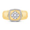 Image 2 : Mens Diamond Ribbed Square Cluster Ring 1/2 Cttw 10kt Yellow Gold