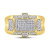 Image 2 : Mens Diamond Rectangle Cluster Ring 1/2 Cttw 10kt Yellow Gold