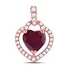 Image 1 : Heart Lab-Created Ruby Solitaire Pendant 1-1/2 Cttw 10kt Rose Gold