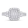 Image 2 : Baguette Diamond Square Cluster Ring 3/4 Cttw 14kt White Gold