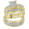 Image 1 : His Hers Diamond Square Matching Wedding Set 1/2 Cttw 10kt Yellow Gold