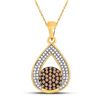 Image 1 : Brown Diamond Teardrop Cluster Pendant 1/3 Cttw 10kt Yellow Gold