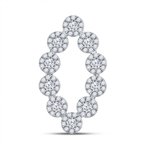 Diamond Oval Fashion Pendant 3/4 Cttw 10kt White Gold