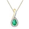 Image 1 : Pear Lab-Created Emerald Solitaire Diamond Pendant 2 Cttw 10kt Yellow Gold