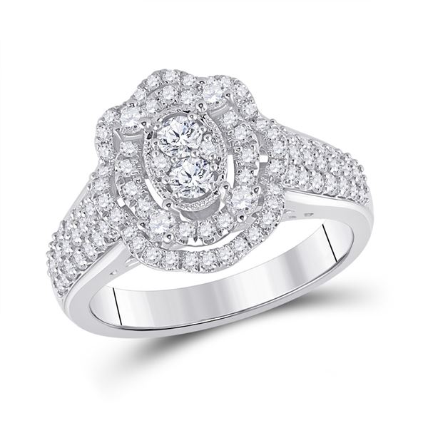 Diamond Oval Ring 1 Cttw 14kt White Gold