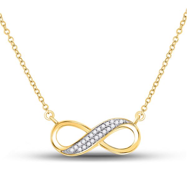 Diamond Infinity Pendant Necklace 1/6 Cttw 10kt Yellow Gold