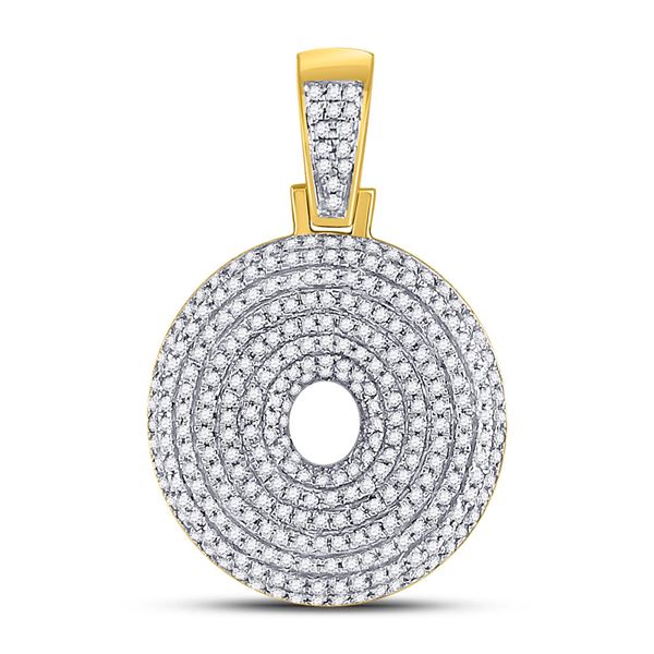 Mens Diamond Bubble O Letter Charm Pendant 7/8 Cttw 10kt Yellow Gold