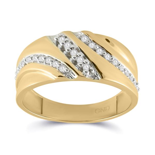 Mens Diamond Band Ring 1/4 Cttw 10kt Yellow Gold