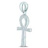 Image 2 : Mens Diamond Ankh Cross Charm Pendant 1/2 Cttw 10kt White Gold
