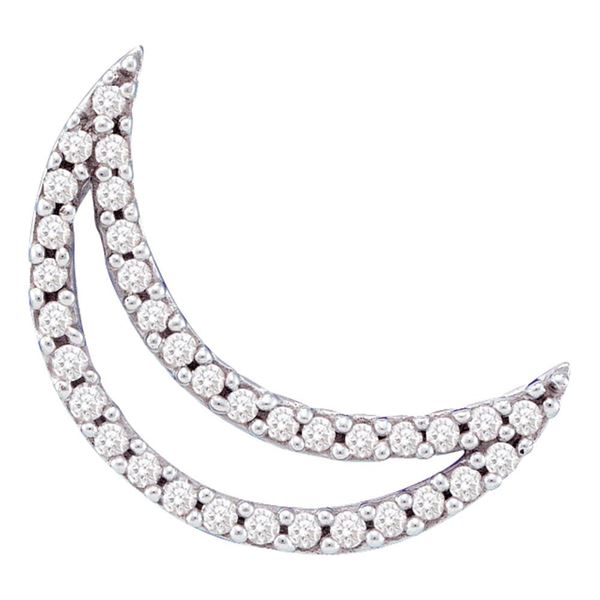 Diamond Crescent Moon Outline Pendant 1/6 Cttw 14kt White Gold