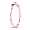 Image 3 : Princess Blue Sapphire 3-Stone Beaded Stackable Band Ring 1/20 Cttw 10kt Rose Gold
