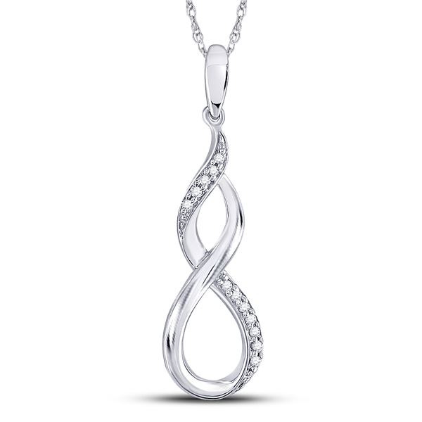 Diamond Vertical Infinity Pendant 1/20 Cttw Sterling Silver
