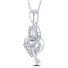 Image 2 : Diamond Heart Lock Key Dangle Pendant 1/10 Cttw 10kt White Gold