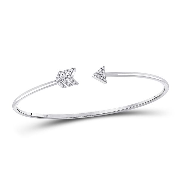 Diamond Arrow Bangle Bracelet 1/10 Cttw 10kt White Gold