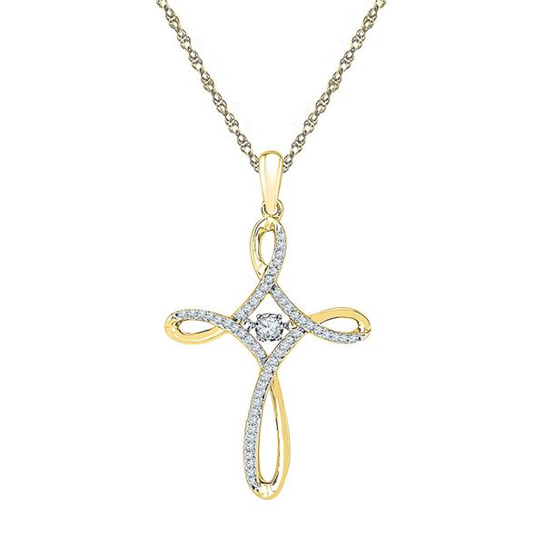 Diamond Cross Pendant 1/5 Cttw 10kt Yellow Gold