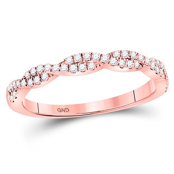 Diamond Woven Twist Stackable Band Ring 1/4 Cttw 10kt Rose Gold