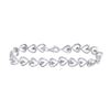 Image 1 : Diamond Heart Link Bracelet 1/10 Cttw Sterling Silver