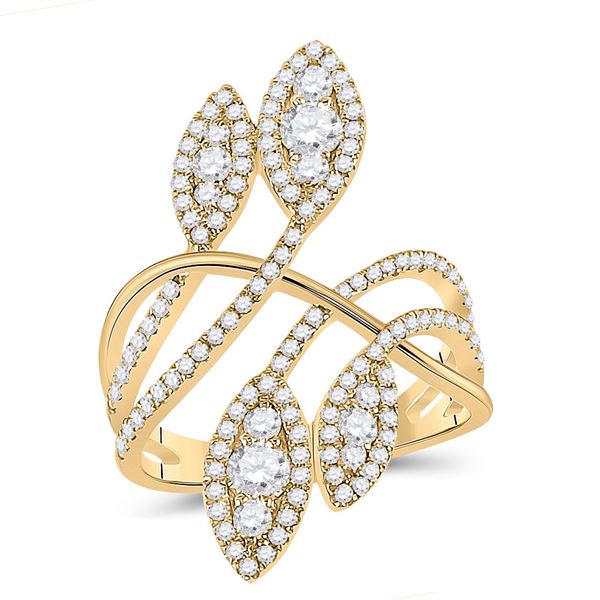 Diamond Statement Fashion Ring 1-1/5 Cttw 14kt Yellow Gold