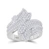 Image 1 : Baguette Diamond Bypass Cluster Fashion Ring 1-1/3 Cttw 14kt White Gold