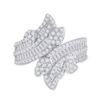 Image 2 : Baguette Diamond Bypass Cluster Fashion Ring 1-1/3 Cttw 14kt White Gold