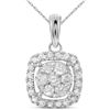 Image 1 : Diamond Square Cluster Pendant 1/4 Cttw 14kt White Gold
