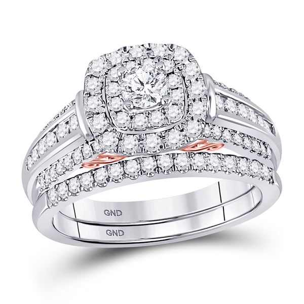 Diamond Bridal Wedding Ring Band Set 1 Cttw 14kt Two-tone Gold
