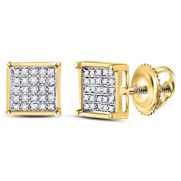 Diamond Square Cluster Earrings 1/6 Cttw 10kt Yellow Gold