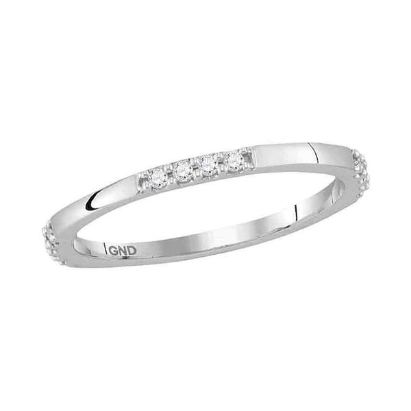 Diamond Stackable Band Ring 1/10 Cttw 10kt White Gold