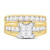 Image 2 : Princess Diamond Bridal Wedding Ring Band Set 1-1/2 Cttw 14kt Yellow Gold