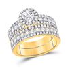 Image 2 : His Hers Diamond Halo Matching Wedding Set 3 Cttw 14kt Yellow Gold