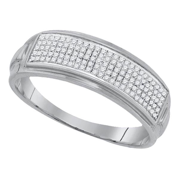 Sterling Silver Mens Diamond Pave Band Ring 1/4 Cttw Sterling Silver