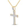 Image 2 : Mens Diamond Cross Charm Pendant 1 Cttw 10kt Yellow Gold