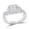 Image 1 : Princess Diamond Square Ring 7/8 Cttw 14kt White Gold