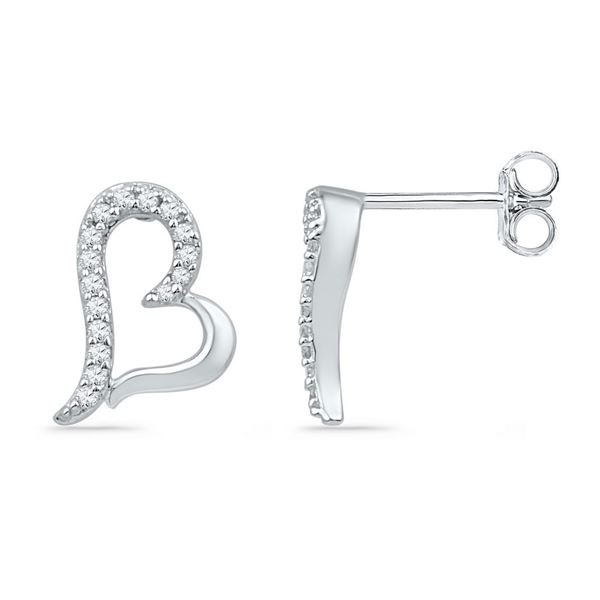 Diamond Heart Earrings 1/10 Cttw 10kt White Gold