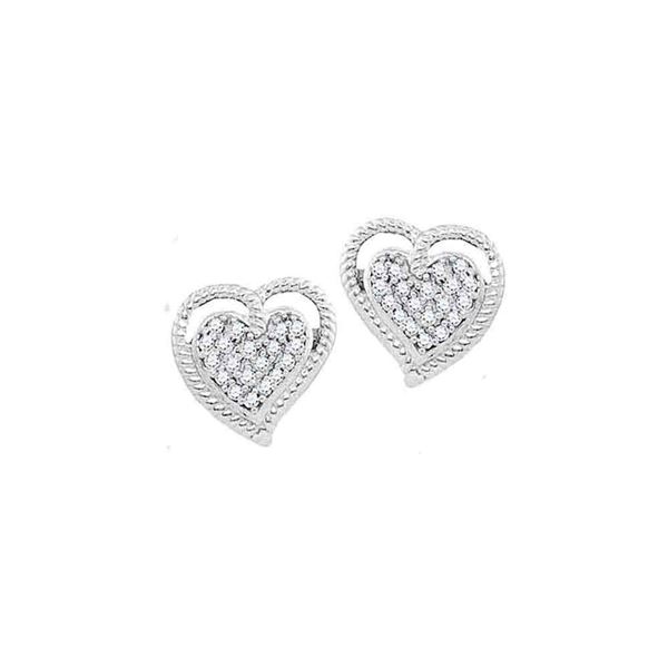 Diamond Rope Heart Cluster Earrings 1/10 Cttw 10kt White Gold