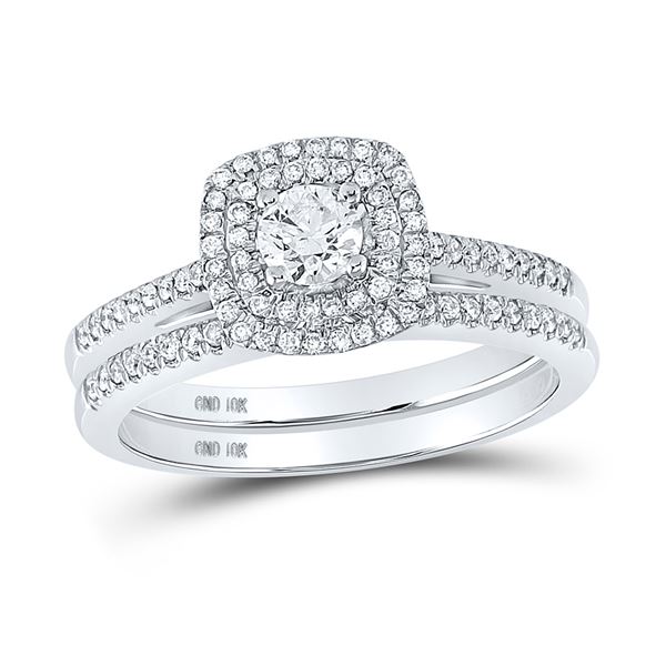 Diamond Bridal Wedding Ring Band Set 1/2 Cttw 10kt White Gold