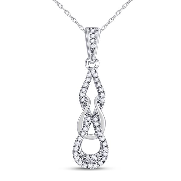 Diamond Woven Fashion Pendant 1/10 Cttw 10kt White Gold