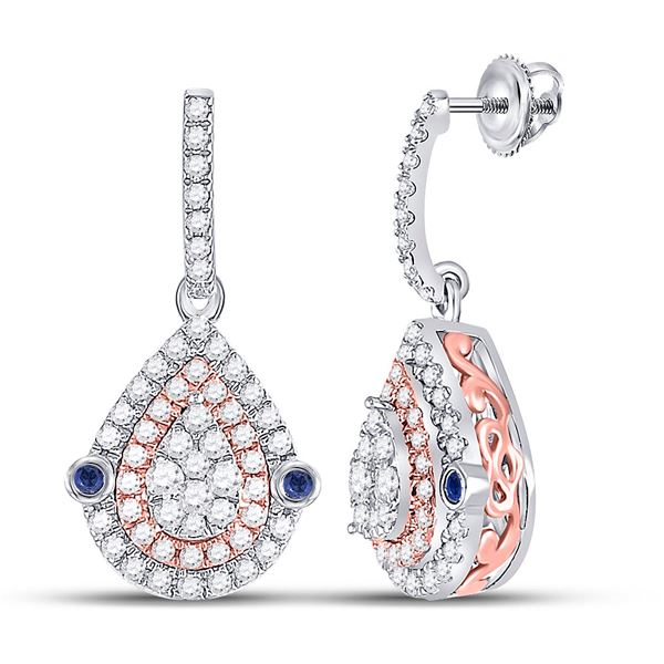 Diamond Teardrop Dangle Earrings 5/8 Cttw 10kt Two-tone Gold