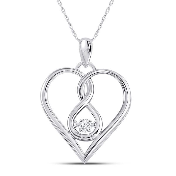 Moving Diamond Heart Pendant 1/20 Cttw 10kt White Gold
