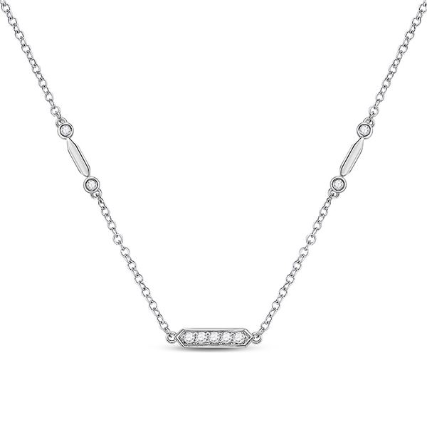 Diamond Fashion Bar Necklace 1/4 Cttw 14kt White Gold