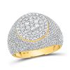 Image 1 : Mens Diamond Flower Cluster Ring 2 Cttw 10kt Yellow Gold