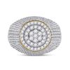 Image 2 : Mens Diamond Flower Cluster Ring 2 Cttw 10kt Yellow Gold