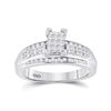 Image 1 : Sterling Silver Princess Diamond Cluster Bridal Wedding Engagement Ring 1/2 Cttw Sterling Silver