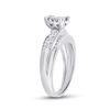 Image 4 : Sterling Silver Princess Diamond Cluster Bridal Wedding Engagement Ring 1/2 Cttw Sterling Silver
