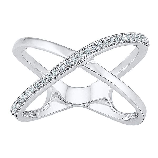 Diamond Open Crossover Band Ring 1/6 Cttw 10kt White Gold