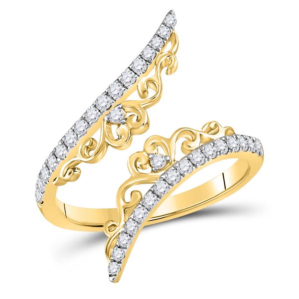 Diamond Modern Bypasss Fashion Ring 1/3 Cttw 14kt Yellow Gold