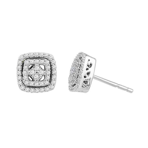 Diamond Square Stud Earrings 3/8 Cttw 10kt White Gold